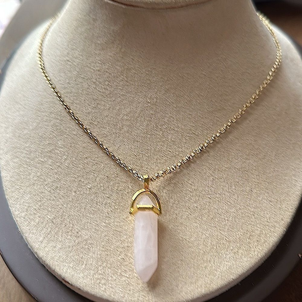 Rose Quartz Crystal Point Necklace - Picture 7 of 7